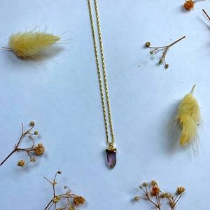 Amethyst Point Dainty Necklace (14k Gold Plated)
